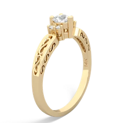 White Topaz Filligree Scroll Heart 14K Yellow Gold ring R2429