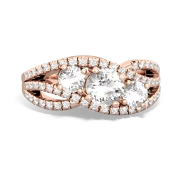 White Topaz Three Stone Aurora 14K Rose Gold ring R3080