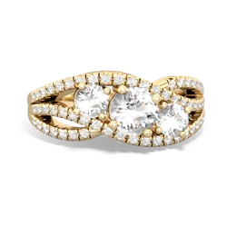 White Topaz Three Stone Aurora 14K Yellow Gold ring R3080