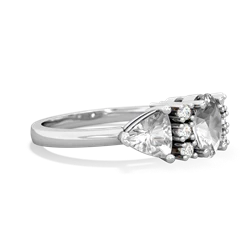 White Topaz Antique Style Three Stone 14K White Gold ring R2186