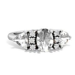 White Topaz Antique Style Three Stone 14K White Gold ring R2186