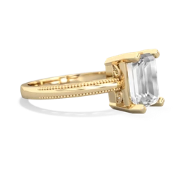 White Topaz Milgrain Scroll 14K Yellow Gold ring R2338