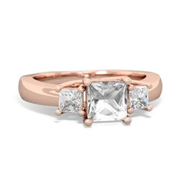 White Topaz Three Stone Trellis 14K Rose Gold ring R4015