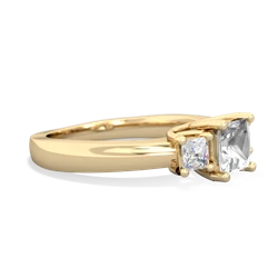 White Topaz Three Stone Trellis 14K Yellow Gold ring R4015