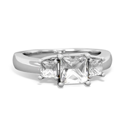 White Topaz Three Stone Trellis 14K White Gold ring R4015