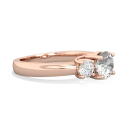 White Topaz Diamond Three Stone Round Trellis 14K Rose Gold ring R4018