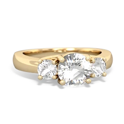 White Topaz Three Stone Round Trellis 14K Yellow Gold ring R4018