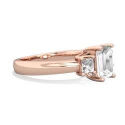 White Topaz Three Stone Emerald-Cut Trellis 14K Rose Gold ring R4021