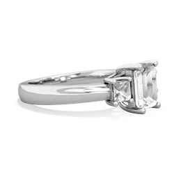 White Topaz Three Stone Emerald-Cut Trellis 14K White Gold ring R4021