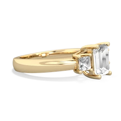 White Topaz Three Stone Emerald-Cut Trellis 14K Yellow Gold ring R4021