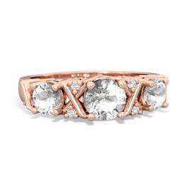 White Topaz Hugs And Kisses 14K Rose Gold ring R5016