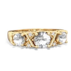 White Topaz Hugs And Kisses 14K Yellow Gold ring R5016