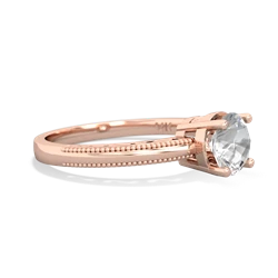 White Topaz Milgrain Filigree 14K Rose Gold ring R5090