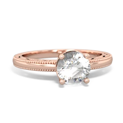 White Topaz Milgrain Filigree 14K Rose Gold ring R5090