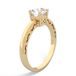 White Topaz Milgrain Filigree 14K Yellow Gold ring R5090