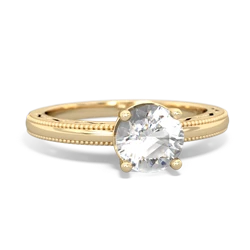 White Topaz Milgrain Filigree 14K Yellow Gold ring R5090