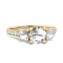 White Topaz Pave Trellis 14K Yellow Gold ring R5500