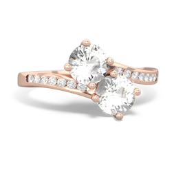 White Topaz Channel Set Two Stone 14K Rose Gold ring R5303