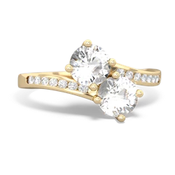 White Topaz Channel Set Two Stone 14K Yellow Gold ring R5303