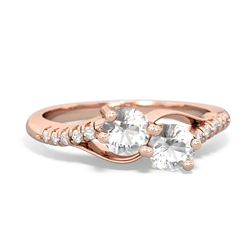 White Topaz Infinity Pave Two Stone 14K Rose Gold ring R5285