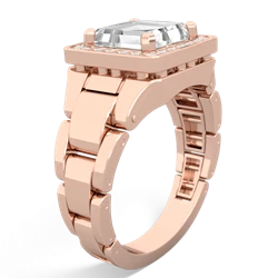 White Topaz Men's Watch 14K Rose Gold ring R0510