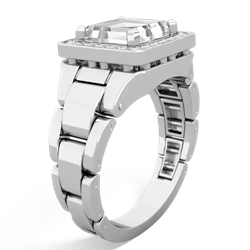 White Topaz Men's Watch 14K White Gold ring R0510