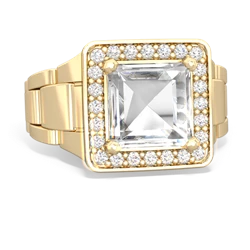 White Topaz Men's Watch 14K Yellow Gold ring R0510