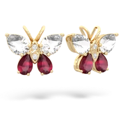 White Topaz Butterfly 14K Yellow Gold earrings E2215