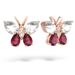 White Topaz Butterfly 14K Rose Gold earrings E2215