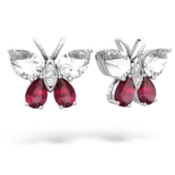 White Topaz Butterfly 14K White Gold earrings E2215