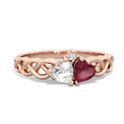 White Topaz Heart To Heart Braid 14K Rose Gold ring R5870