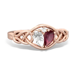 White Topaz Celtic Love Knot 14K Rose Gold ring R5420
