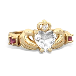 White Topaz Claddagh Keepsake 14K Yellow Gold ring R5245