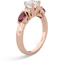 White Topaz 6Mm Round Eternal Embrace Engagement 14K Rose Gold ring R2005