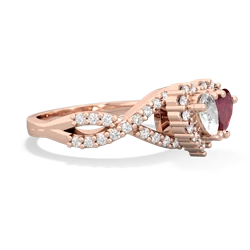 White Topaz Diamond Twist 'One Heart' 14K Rose Gold ring R2640HRT