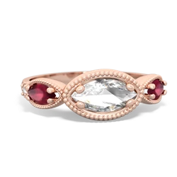 White Topaz Milgrain Marquise 14K Rose Gold ring R5700