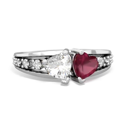 White Topaz Heart To Heart 14K White Gold ring R3342