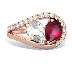 White Topaz Nestled Heart Keepsake 14K Rose Gold ring R5650