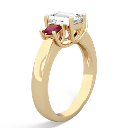 White Topaz Three Stone Emerald-Cut Trellis 14K Yellow Gold ring R4021