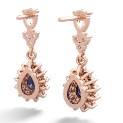 White Topaz Halo Pear Dangle 14K Rose Gold earrings E1882