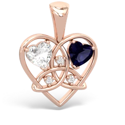 White Topaz Celtic Trinity Heart 14K Rose Gold pendant P5331