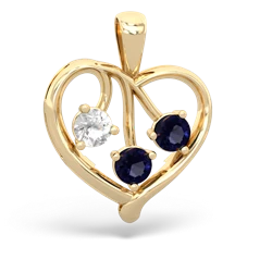 White Topaz Glowing Heart 14K Yellow Gold pendant P2233