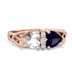 White Topaz Celtic Knot Double Heart 14K Rose Gold ring R5040