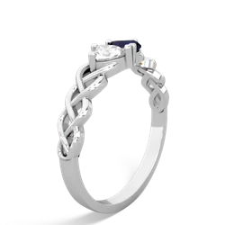 White Topaz Heart To Heart Braid 14K White Gold ring R5870