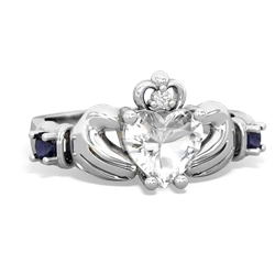 White Topaz Claddagh Keepsake 14K White Gold ring R5245