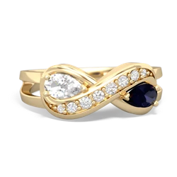 White Topaz Diamond Infinity 14K Yellow Gold ring R5390