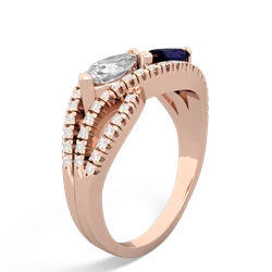 White Topaz Diamond Rivers 14K Rose Gold ring R3070