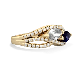 White Topaz Diamond Rivers 14K Yellow Gold ring R3070