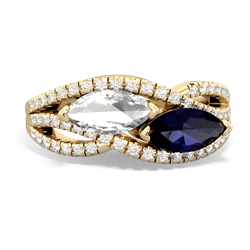 White Topaz Diamond Rivers 14K Yellow Gold ring R3070