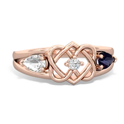 White Topaz Hearts Intertwined 14K Rose Gold ring R5880